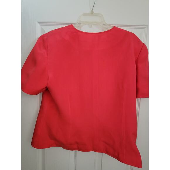 100% Silk Women Lined Size 16 Jacket Blazer Shomi Scalloped Front Button Vintage - Picture 9 of 9